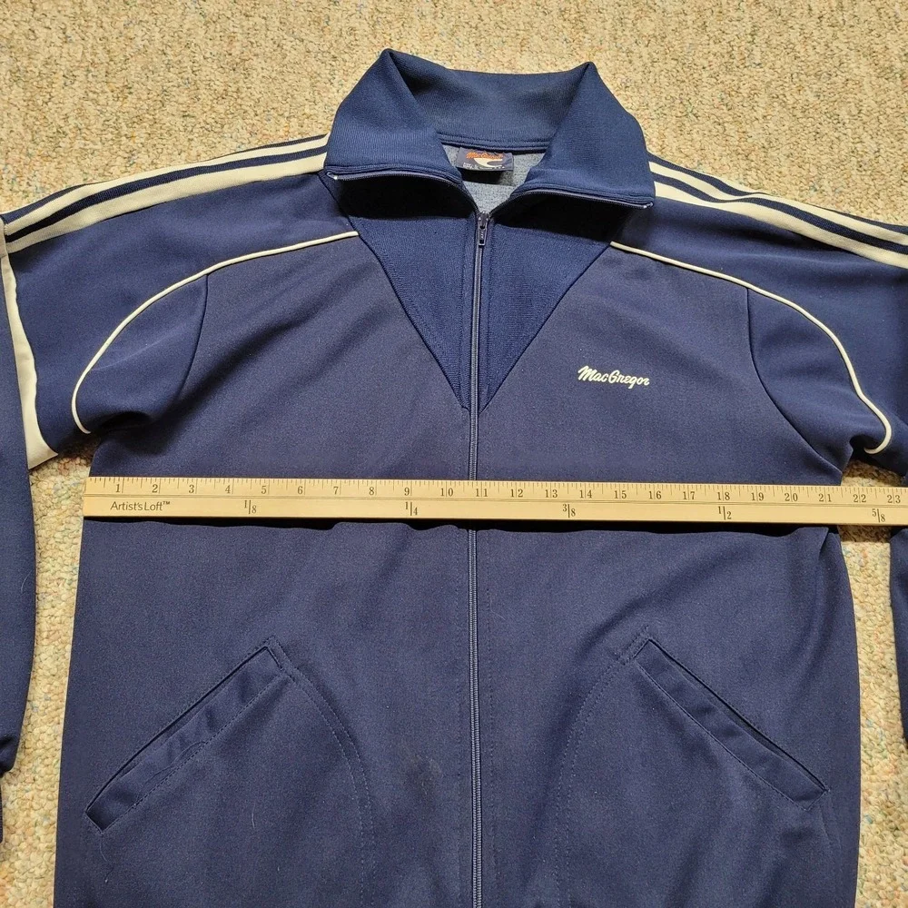 Vintage MacGregor Track Jacket Mens Large Blue Full Zip Gym Training Track Sport